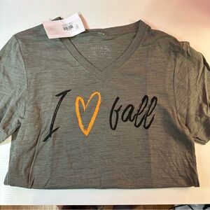 Gray 'I Love Fall' V-Neck T-Shirt